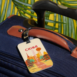 Shanghai China Travel Retro Poster Luggage Tag