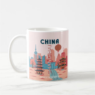 Shanghai China Travel Retro Vintage Poster Coffee Mug