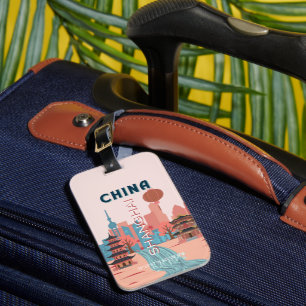Shanghai China Travel Retro Vintage Poster Luggage Tag