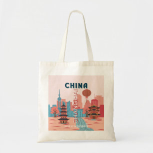 Shanghai China Travel Retro Vintage Poster Tote Bag