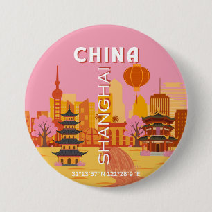 Shanghai China Travel Vintage Poster 7.5 Cm Round Badge