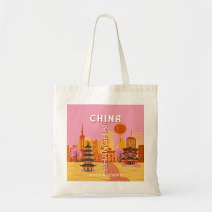 Shanghai China Travel Vintage Poster Tote Bag