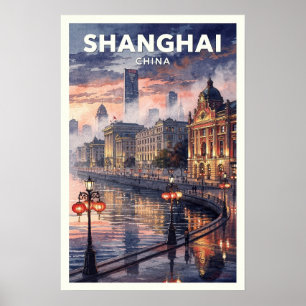 Shanghai China Vintage Travel Poster