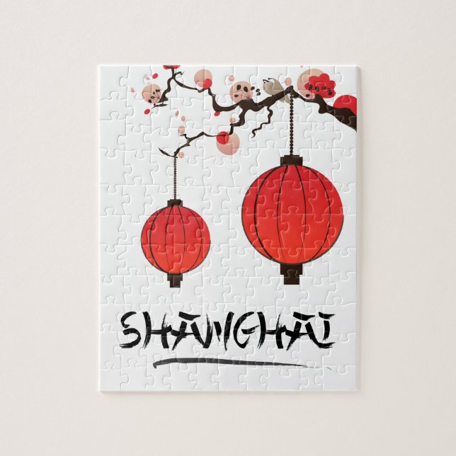 Shanghai China vintage travel poster Jigsaw Puzzle (Vertical)