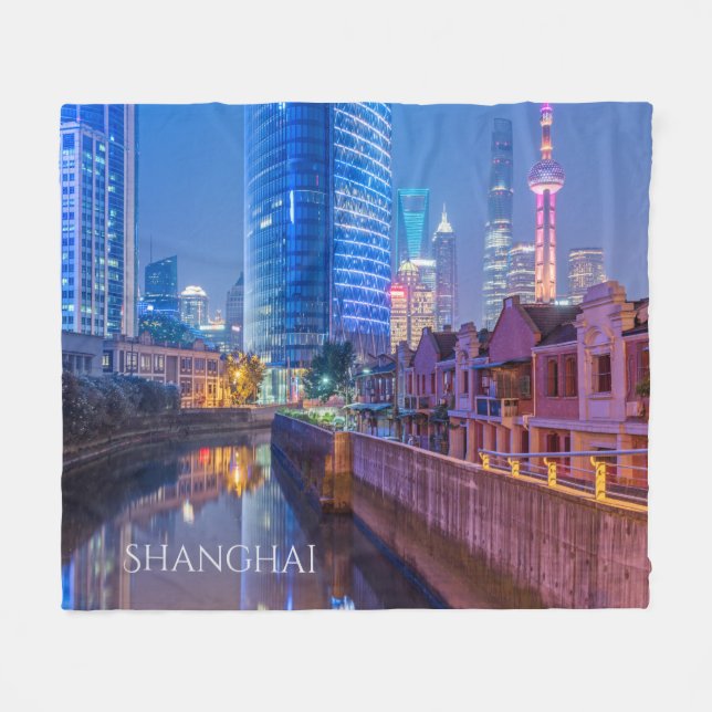 Shanghai Financial District custom fleece blanket (Front (Horizontal))