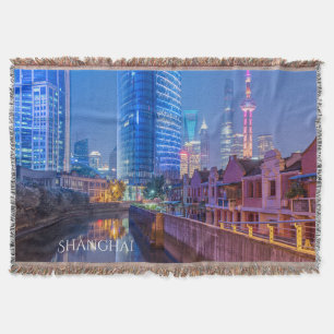 Shanghai Financial District custom throw blanket