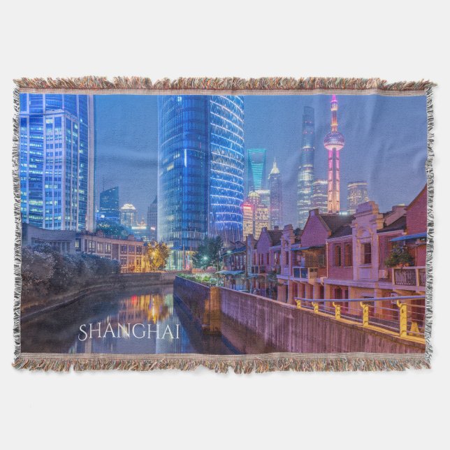 Shanghai Financial District custom throw blanket (Front)