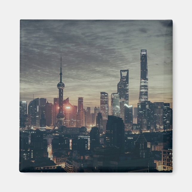 Shanghai Night Skyline Magnet (Front)