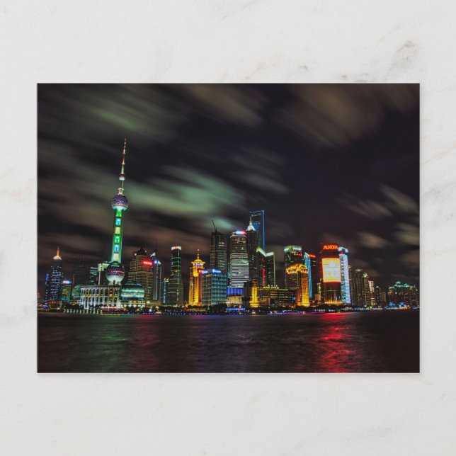 Shanghai Night Skyline Postcard (Front)