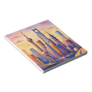 Shanghai Skyline China Travel Watercolor Notepad