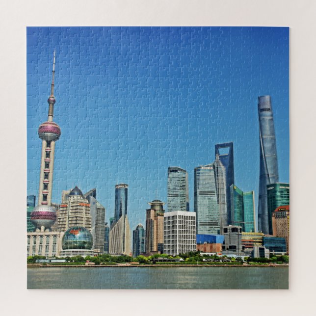 Shanghai Skyline from the Bund - 20x20 - 676 pcs Jigsaw Puzzle (Vertical)