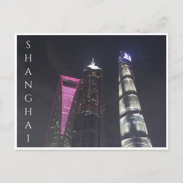 shanghai skyscraper night postcard (Front)