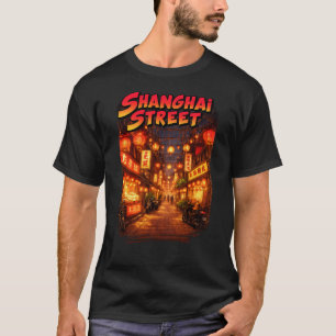 Shanghai Street Night Life Retro Travel T-Shirt