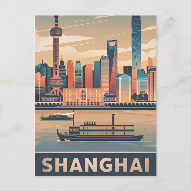 Shanghai vintage postcard (Front)