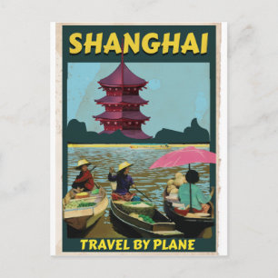 Shanghai vintage travel poster postcard