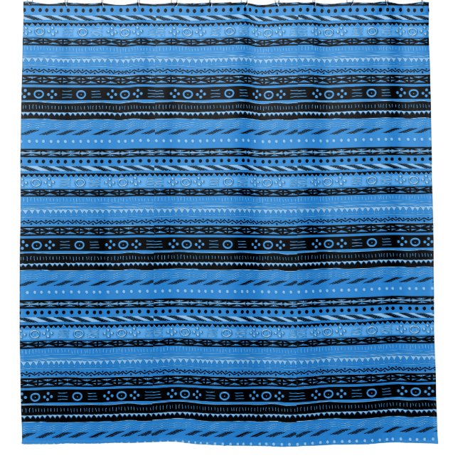 Shango Blue Tribal Design Shower Curtain (Front)
