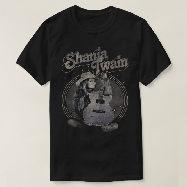 Shania Navy Guitar Photo Classic T-Shirt Copy (Design Front)