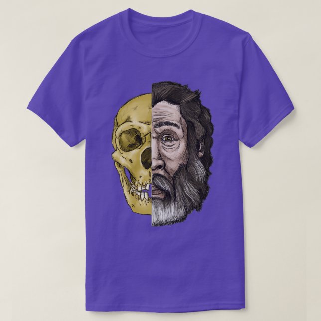 Shanidar 1 Neandertal Split Portrait T-Shirt (Design Front)