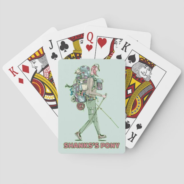 Shanks's pony funny hiker walking playing cards (Back)