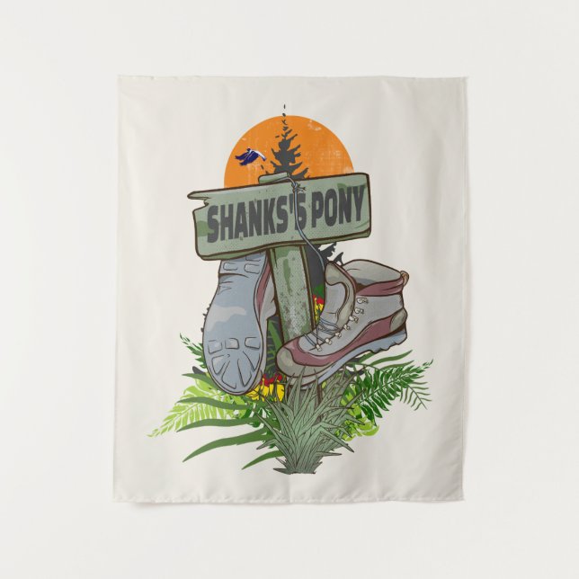 Shanks's pony old hiking boots tapestry (Front)