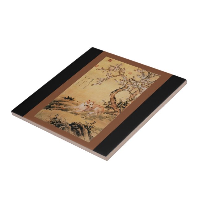 Shanxing Wolf~(睒星狼)~Greyhound Giuseppe Castiglione Tile (Side)