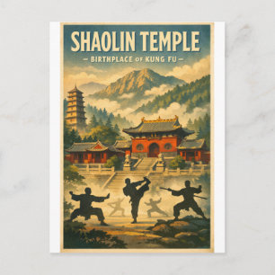 Shaolin Temple, China, in a classic retro Postcard