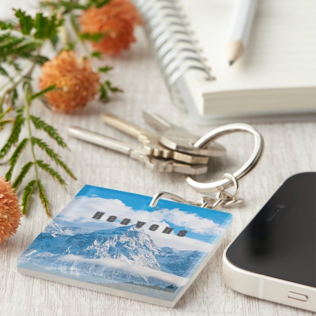 Shape Square Heavens Sky Image and Text Acrylic Key Ring (Front Right)