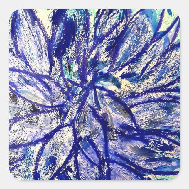 Shape Square Rare Blue Dalhia Sticker (Front)
