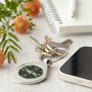 Shape Swirl Take Me Text Metal Keychain leaf image