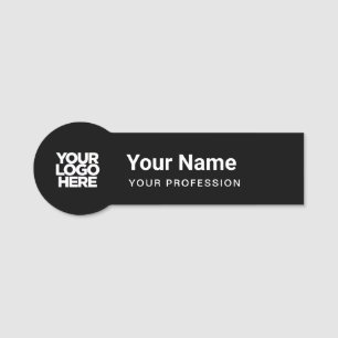 Shaped Employee Pin Round Logo Black Name Tags