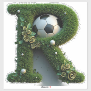 Shaped Grass Letter With Soccer Balls