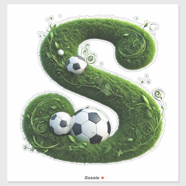 Shaped Grass Letter With Soccer Balls (Sheet)