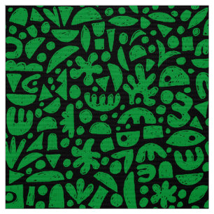 Shapes Abstract 140821 - Grass Green on Black Fabric