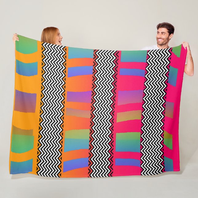 Shapes And Chevron  Fleece Blanket (In Situ)