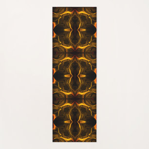 Shapes, 'gold strokes float' over dark background yoga mat