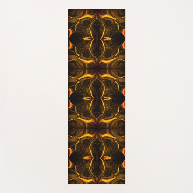 Shapes, 'gold strokes float' over dark background yoga mat (Front)