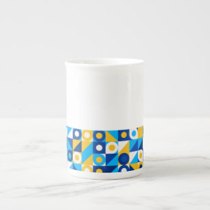 Shapes In Blue-Yellow Trendy Seamless Pattern Bone China Mug