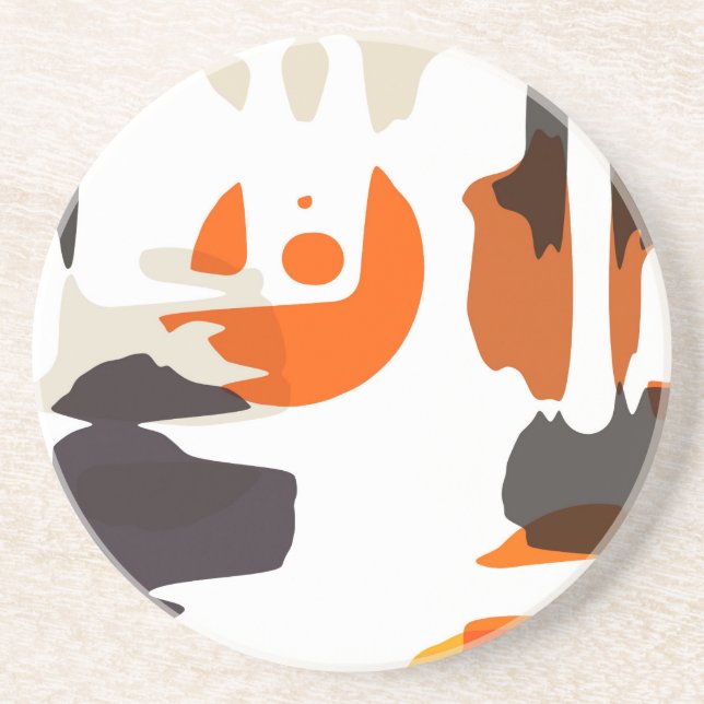 Shapes in retro colours abstract design coaster (Front)