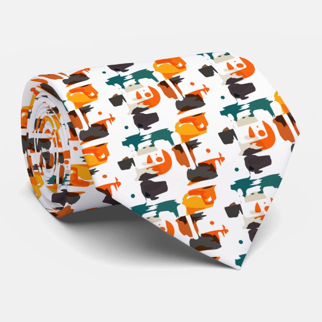 Shapes in retro colours abstract design tie (Rolled)