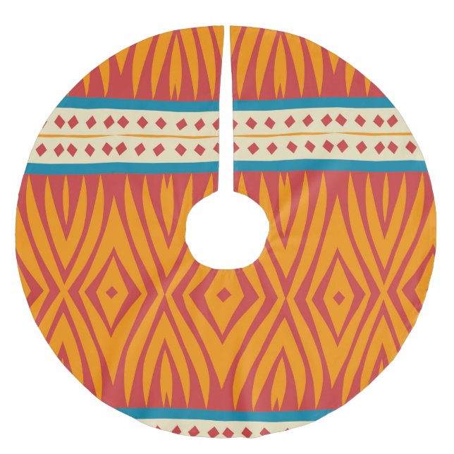 Shapes in retro colours brushed polyester tree skirt (Front)