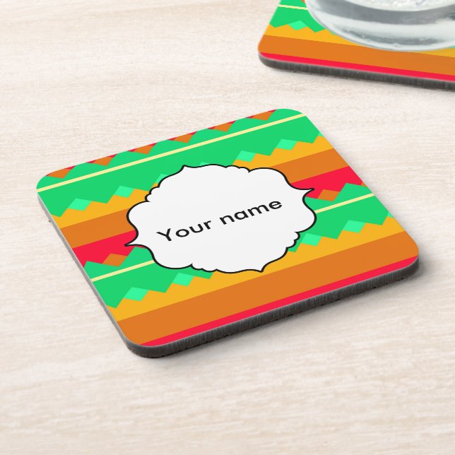 Shapes in retro colours coaster (Left Side)