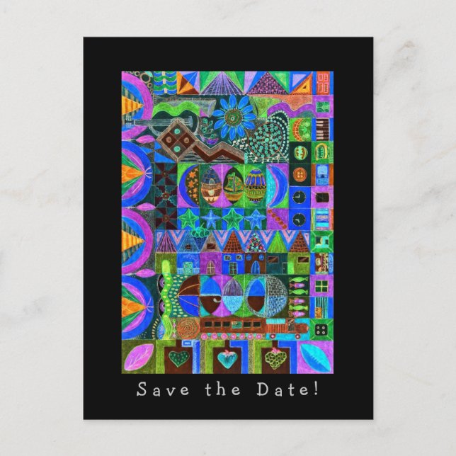Shapes Mosaic  Save  the  Date! Announcement Postcard (Front)