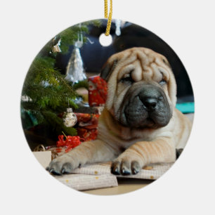 Shar Pei Christmas Ceramic Ornament