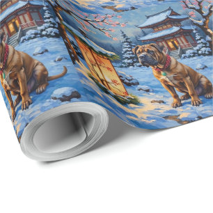 Shar Pei Christmas Lantern Zen Garden Holiday Wrapping Paper