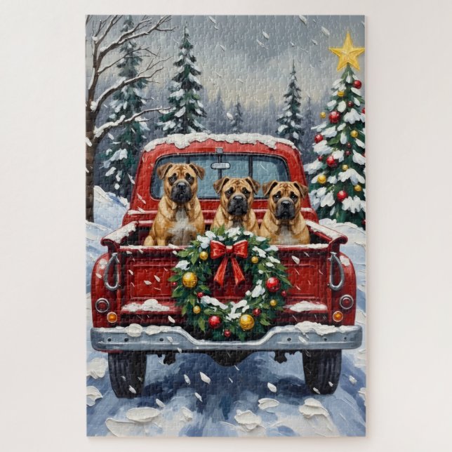 Shar Pei Christmas Red Truck Holiday Jigsaw Puzzle (Vertical)