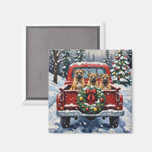 Shar Pei Christmas Red Truck Holiday Magnet