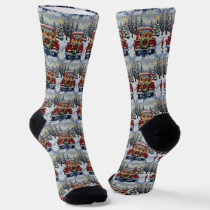 Shar Pei Christmas Red Truck Holiday Socks