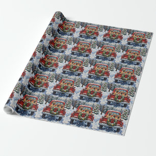 Shar Pei Christmas Red Truck Holiday Wrapping Paper