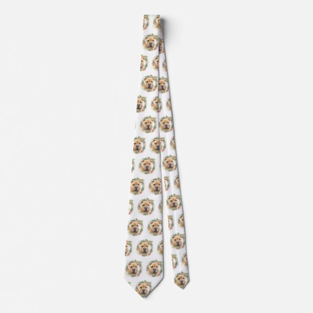 Shar Pei Christmas Wreath Festive Pup  Tie (Front)