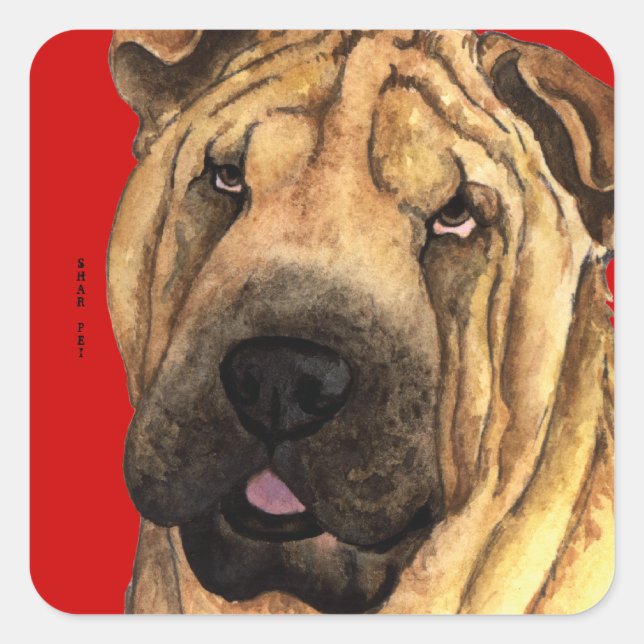Shar-Pei Colour Block Square Sticker (Front)